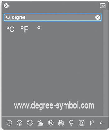 how to put the degree symbol on mac