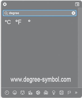 shortcut for degree symbol in word mac